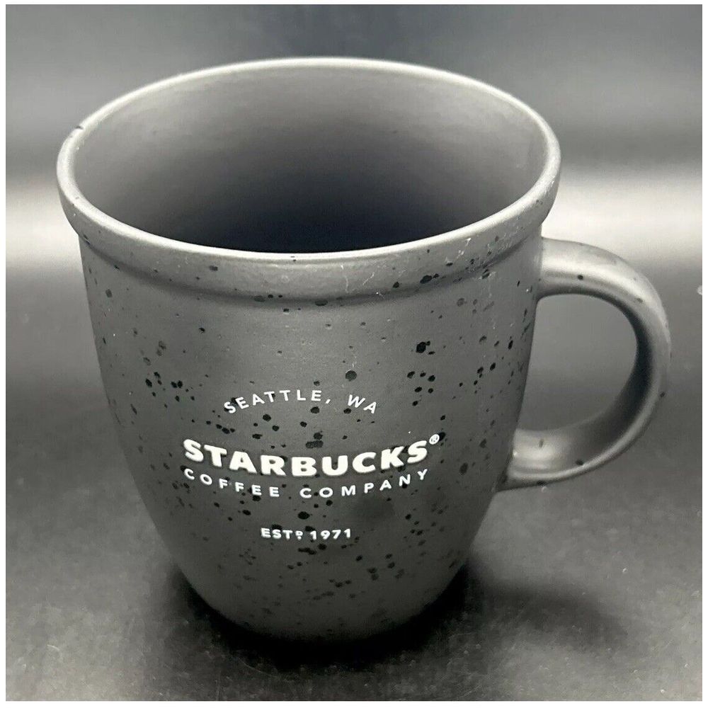 Starbucks 2016 Seattle, WA Coffee Co Ceramic Black Speckled 12 oz Coffee Tea Mug